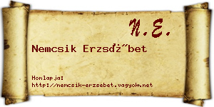 Nemcsik Erzsébet névjegykártya